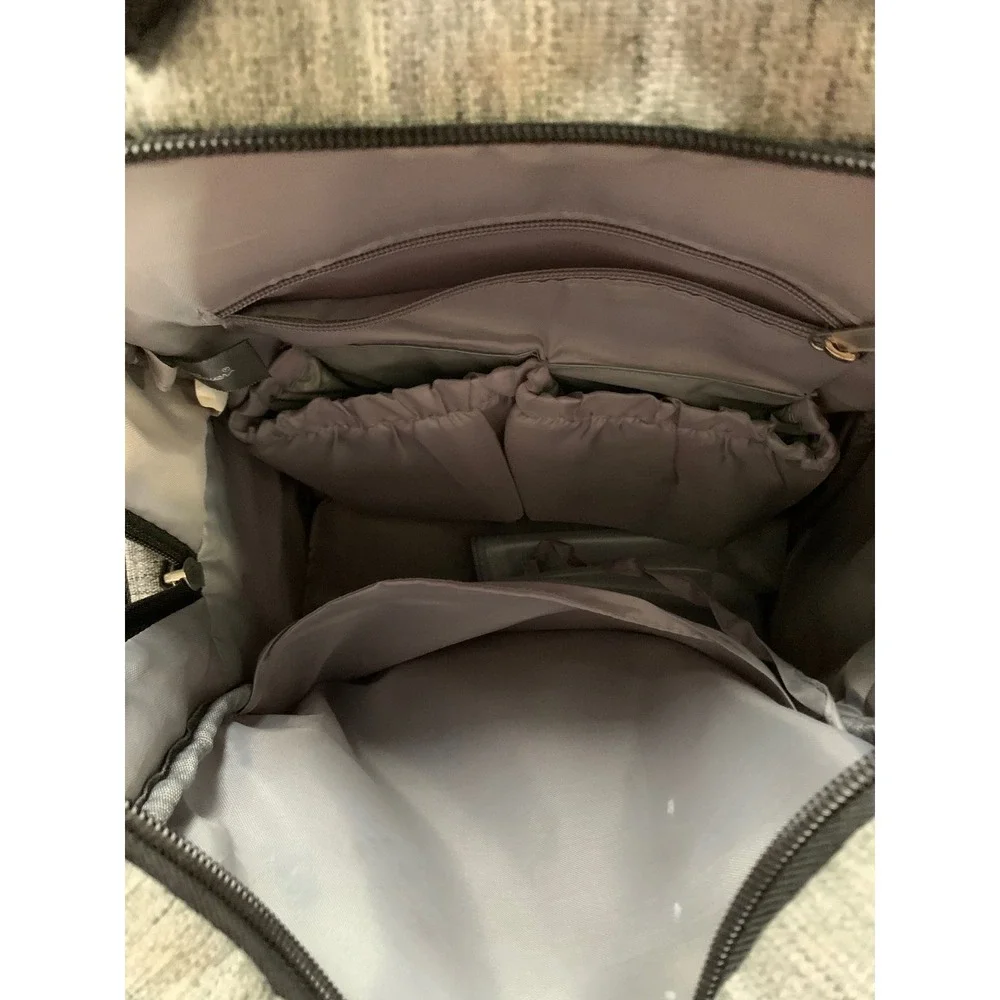 Eddie Bauer First Adventure Diaper Bag Backpack Heather Grey Multi Pocket